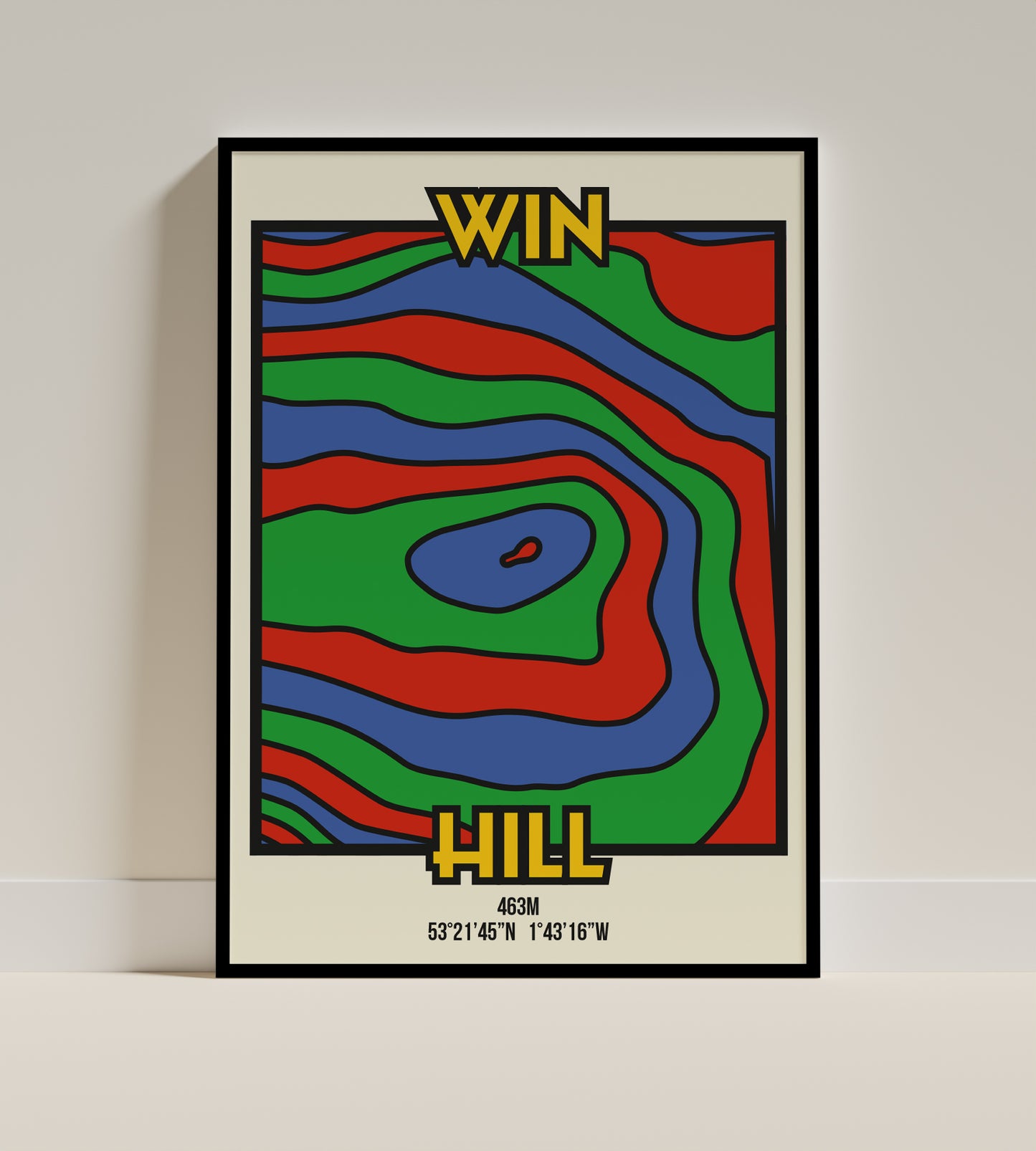 Win Hill Peak District Art Print | Illustrated Topographic Contour Map Poster