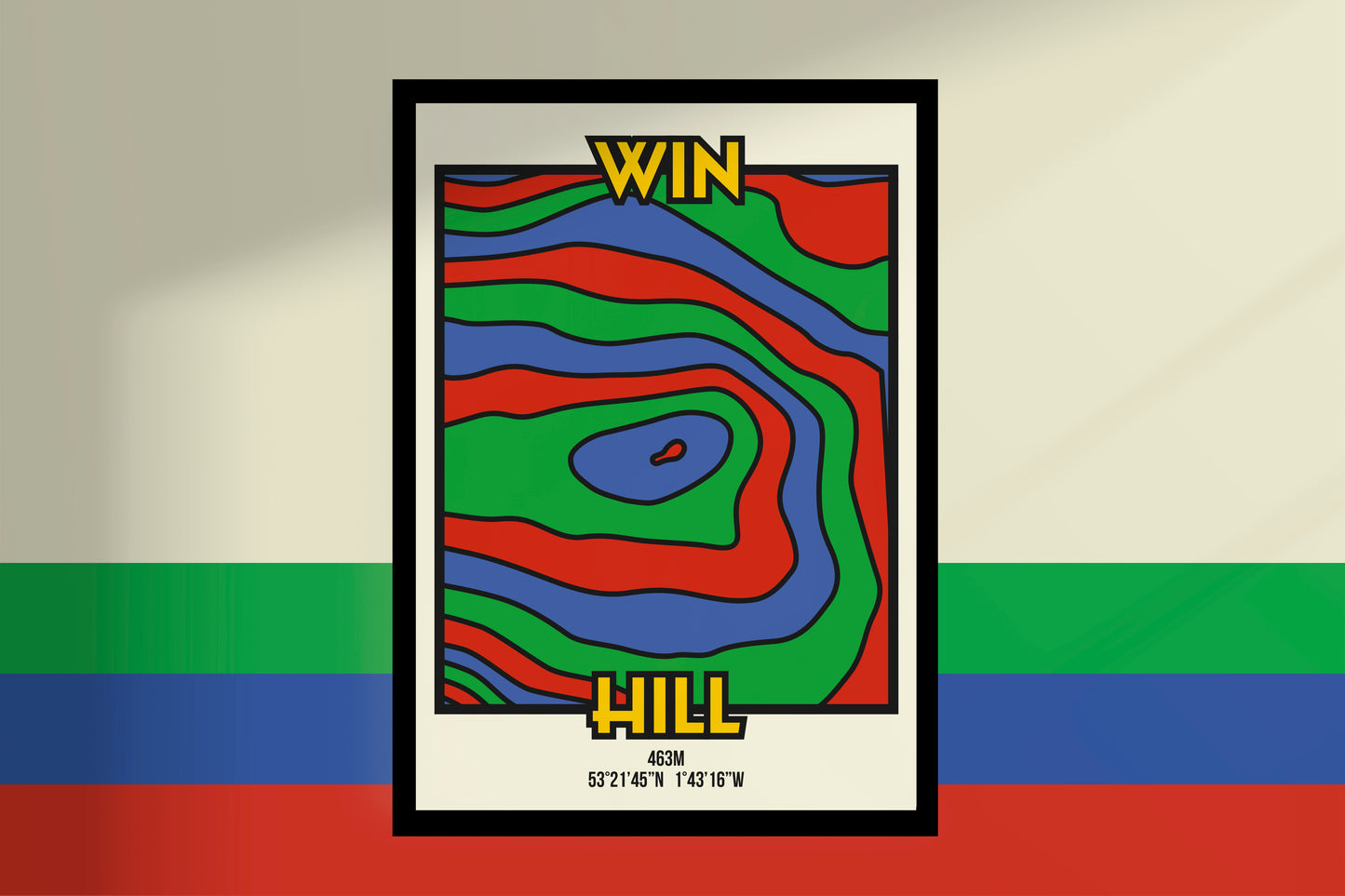 Win Hill Peak District Art Print | Illustrated Topographic Contour Map Poster