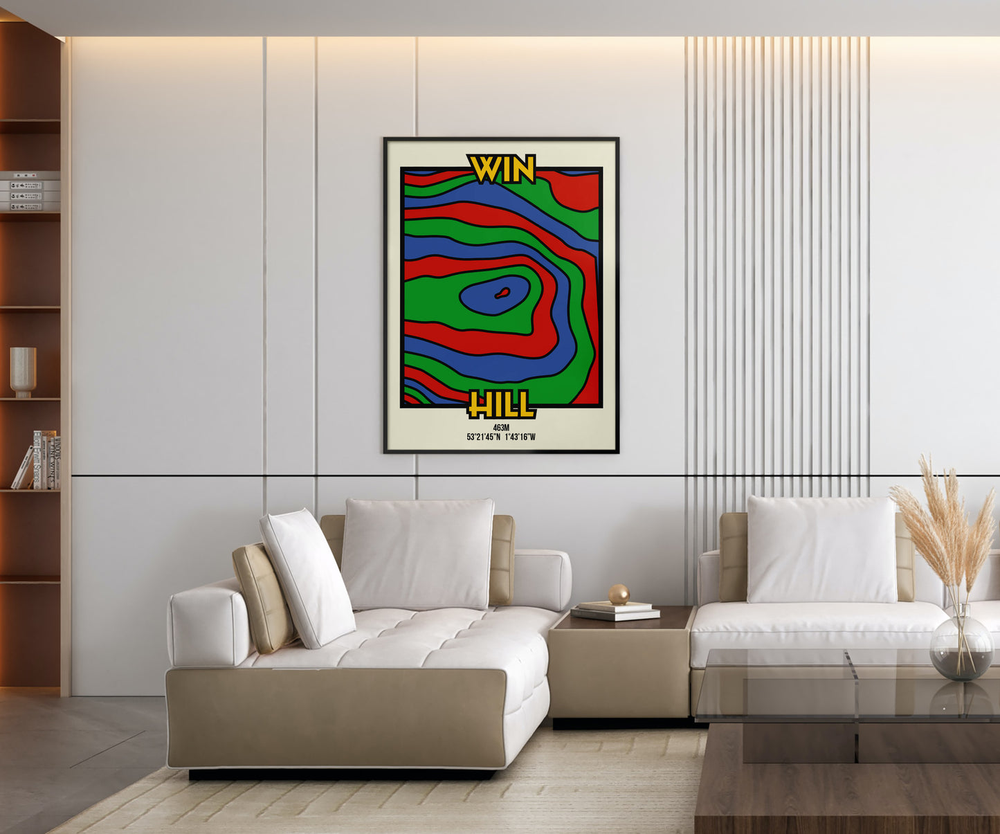 Win Hill Peak District Art Print | Illustrated Topographic Contour Map Poster