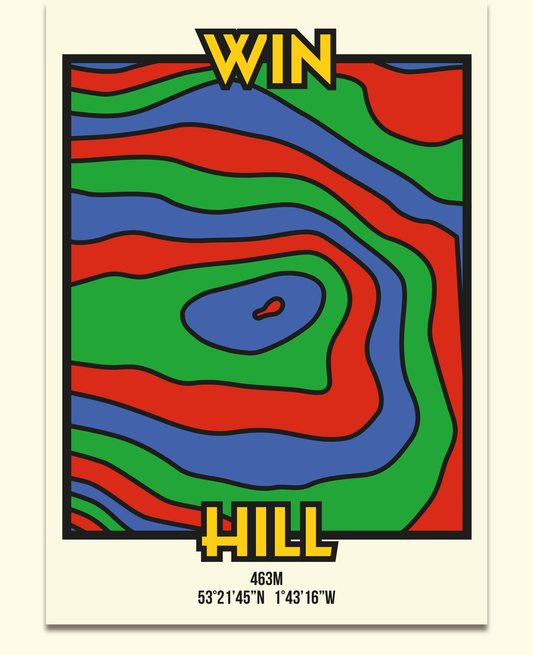 Win Hill Peak District Art Print | Illustrated Topographic Contour Map Poster