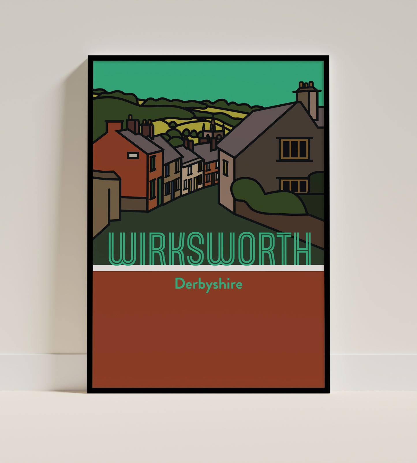 Wirksworth Derbyshire Dales Art Print | Illustrated Travel Poster
