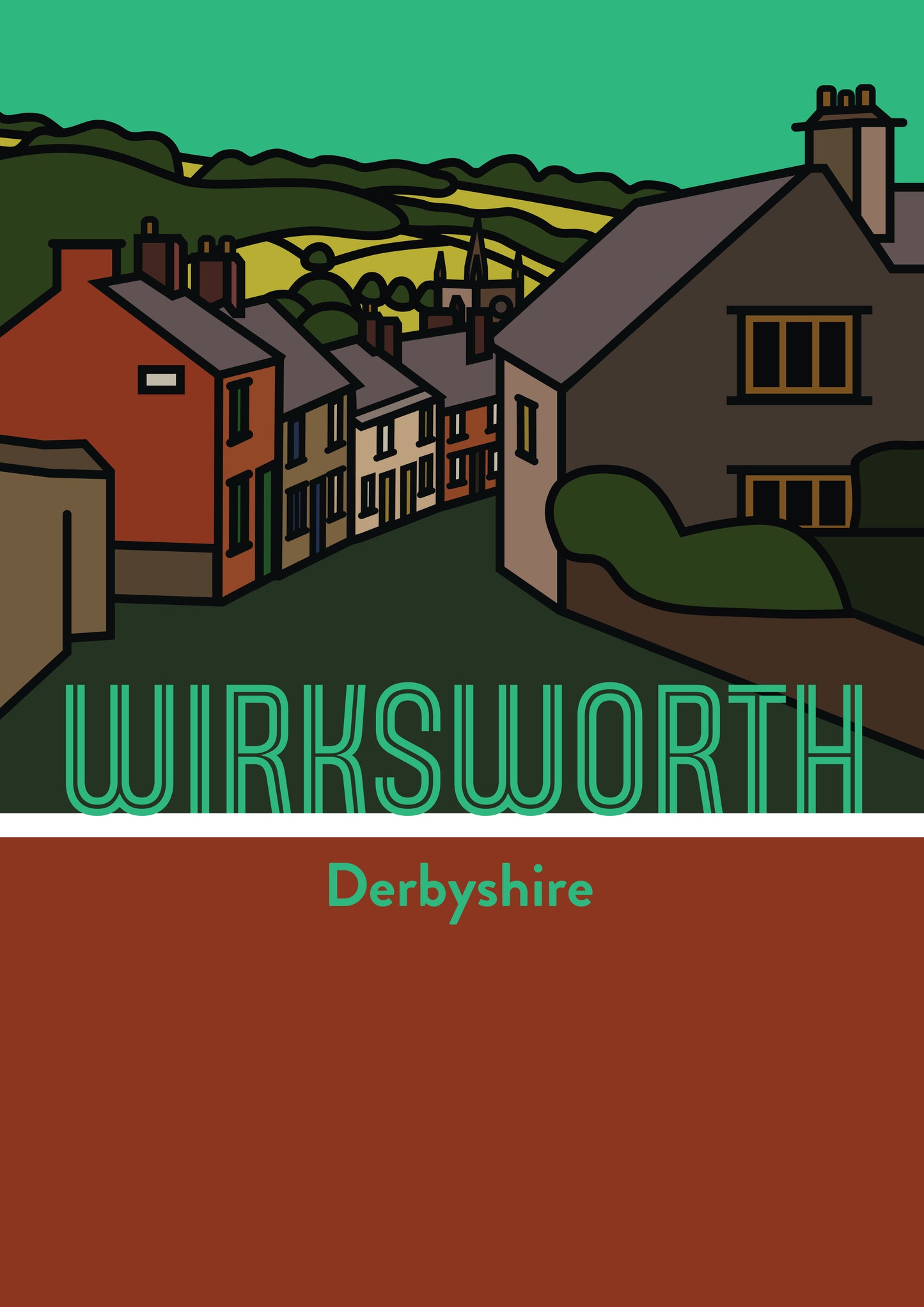 Wirksworth Derbyshire Dales Art Print | Illustrated Travel Poster