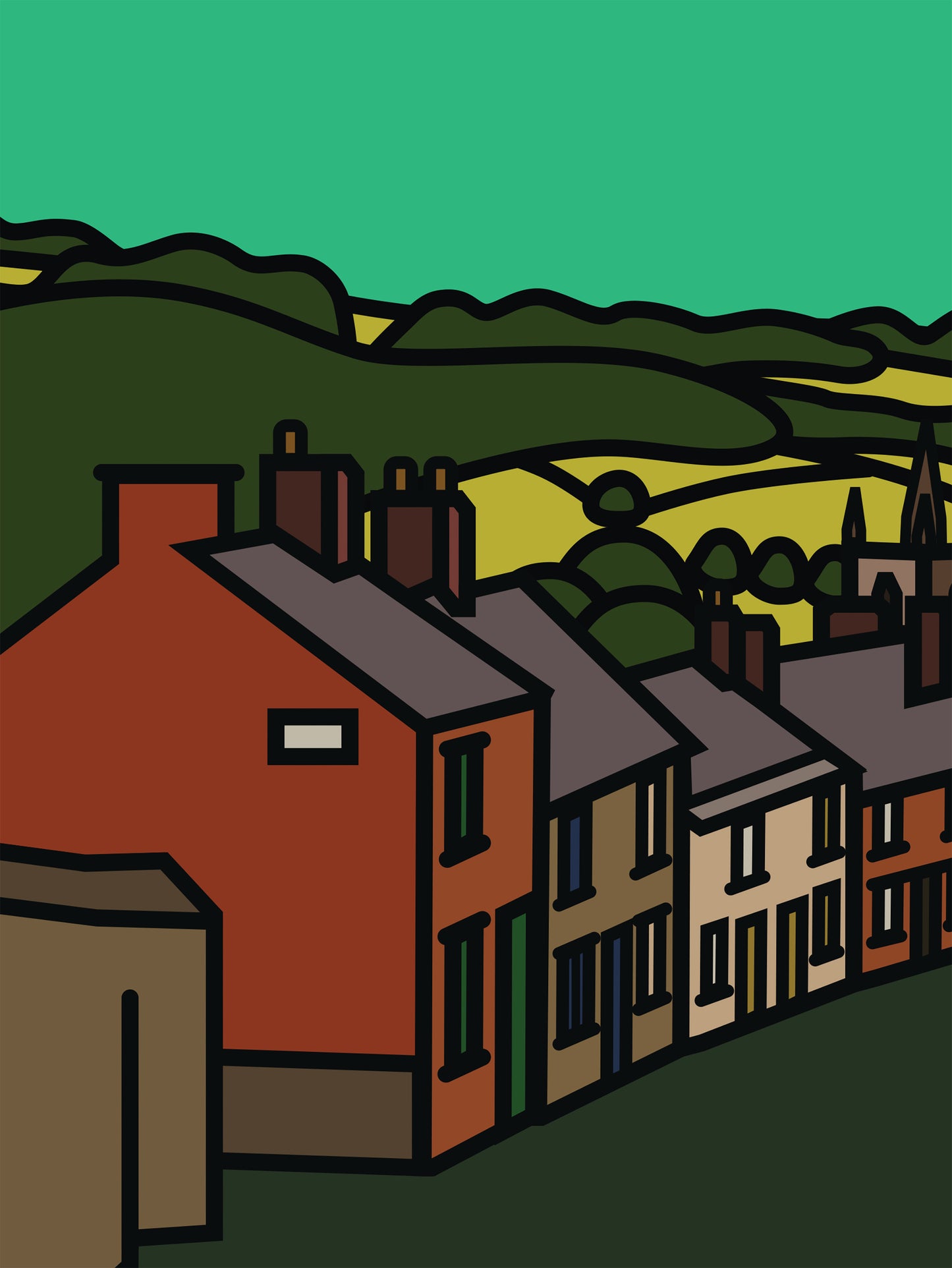 Wirksworth Derbyshire Dales Art Print | Illustrated Travel Poster