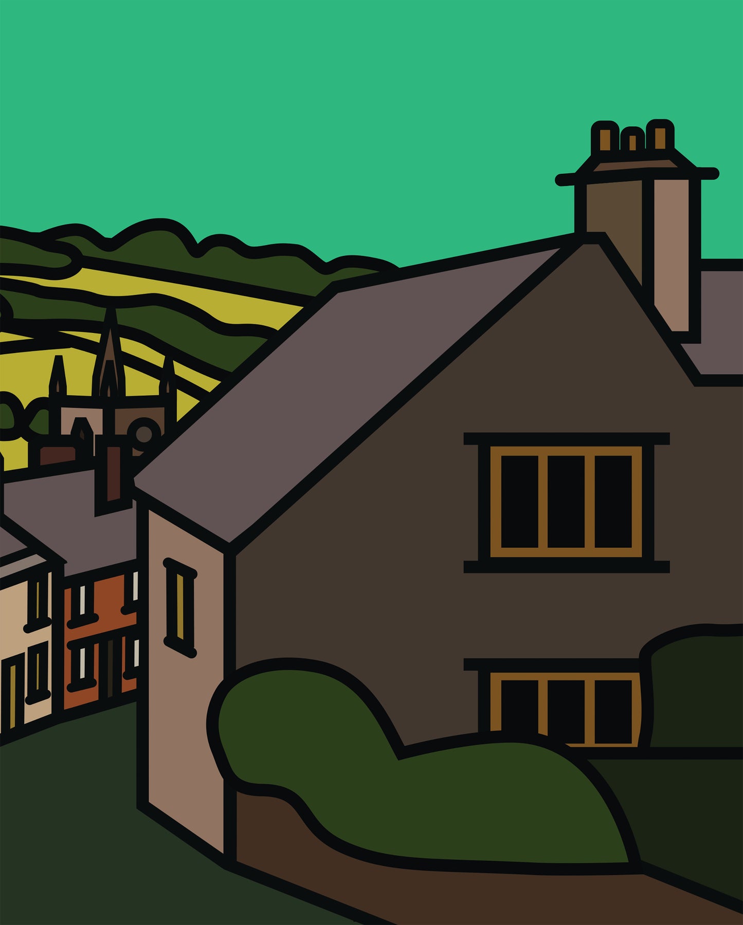 Wirksworth Derbyshire Dales Art Print | Illustrated Travel Poster