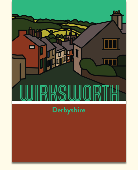 Wirksworth Derbyshire Dales Art Print | Illustrated Travel Poster